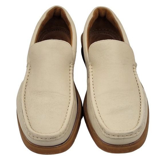 Florsheim Loafers Men Size 9.5 Beige Comfortech Drivers Shoes Slip On Leather - Picture 4 of 9